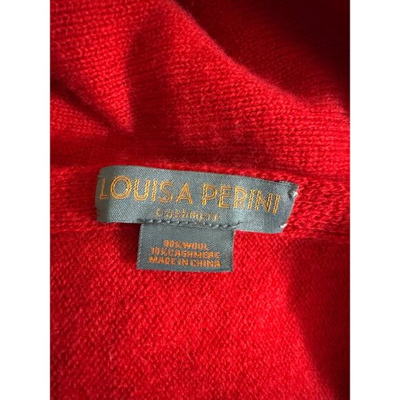 Louisa Perini Cashmere Wool Blend Red Poncho - Picture 3 of 3
